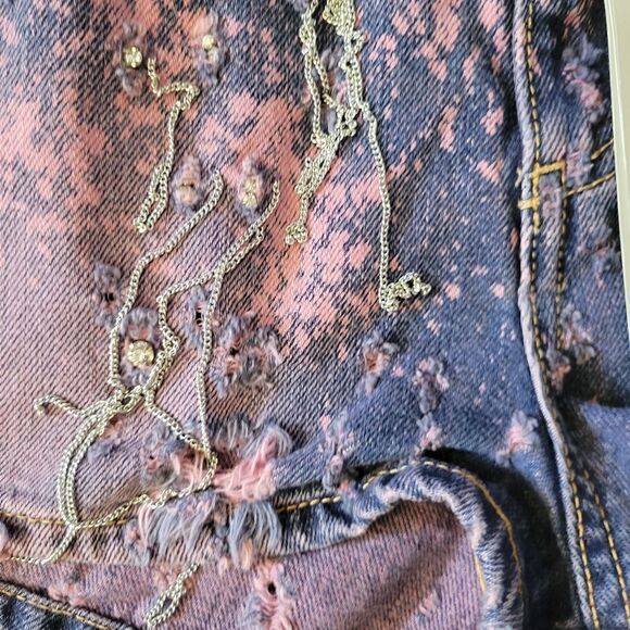 AMEN COUTURE Chain tessle Hot Denim Shorts size 40 4 S - Picture 7 of 9